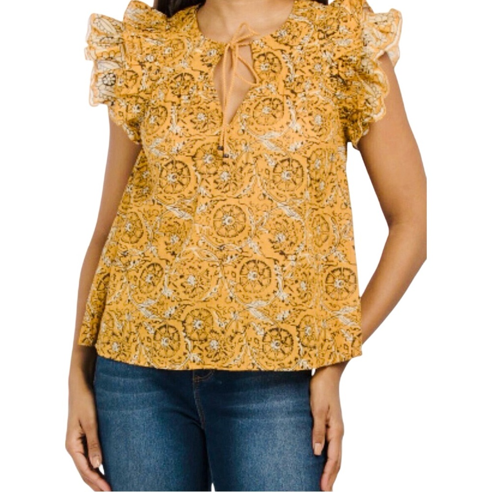 House of Harlow 1960 Boho Ruffle Sleeve Blouse